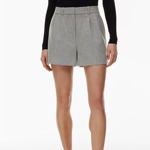 Aritzia Babaton pleated shorts, heather medium gray, size 6, 3” inseam